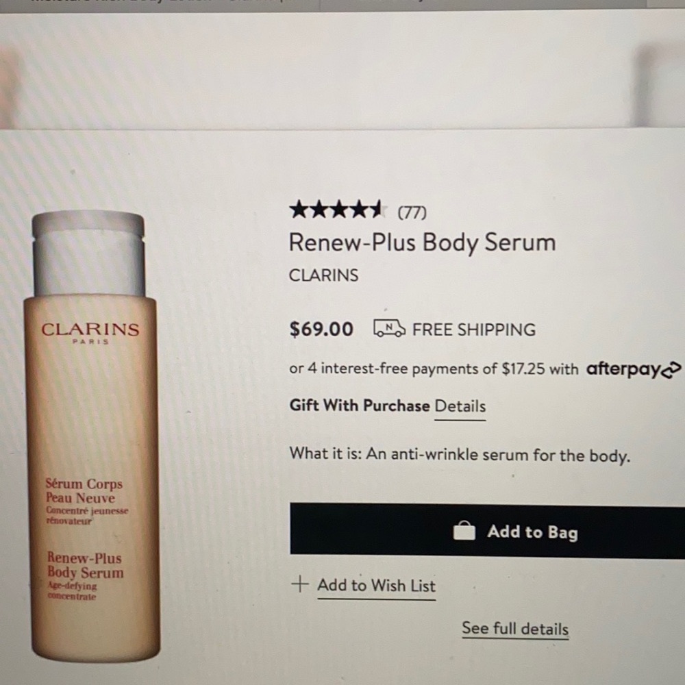 Clarins satin smooth body lotion.
